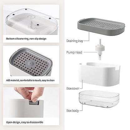 Dish Soap Dispenser for Kitchen Sink with Sponge Included, RUFCRIL 10oz/300ml Soap Pump Dispenser and Sponge Holder, Black - color: Black-10 Oz