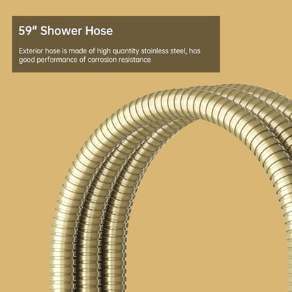 Handheld Shower Head Sprayer Shower Wand Hand Shower Showerhead Gold | High Pressure Showerhead, Hand Held, Brass Shower Head, Wall Mounted, 60 In Stainless Steel Shower Hose - color: Gold