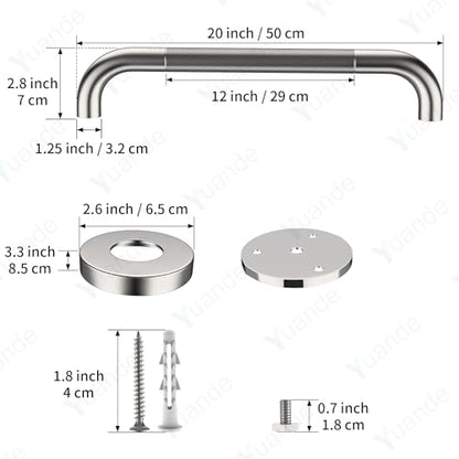 20 Inch Brushed Nickel Shower Grab Bar with Anti-Slip Knurled Grip | YuanDe Stainless Steel Bathroom Grab Bars，Shower Handrail Support, Handicap Elderly Balance Assist Handles-2Packs - color: Brushed Nickel, size: 20inch-2Pack