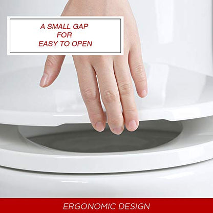 Round Toilet Seat with Lid, Slow Close Seat, Plastic, White | Quiet Close, Easy to Clean, Fit All Standard Round Toilet, Two Sets of Parts, High-Strength PP Plastic