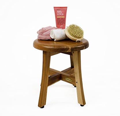 EcoDecors Shoji 12-Inch Teak Shower Stool with Storage Shelf, Waterproof | Quick and easy assembly with included hardware and an interlocking frame for secure, long-lasting performance. - size: 12" x 13.5"H