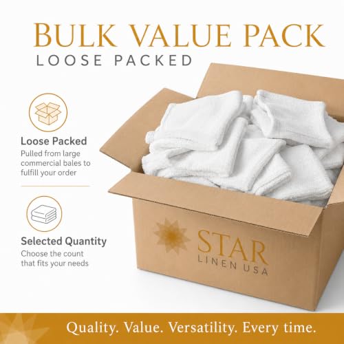 100% Cotton Washcloths 12 Pack, White, 12 x 12 in, Multipurpose | Lightweight 1.3 oz Each, Hemmed Edges, Machine Washable, for Bath, Hospitality, Cleaning, Painting, Staining and Crafts - size: 1 LB Per Dozen