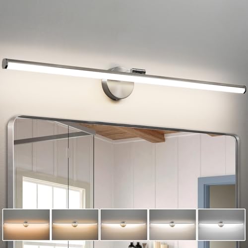KAISITE Brushed Nickel Modern Bathroom Light - 39 Inch Dimmable 5CCT LED Vanity Light for Restroom - color: Brushed Nickel, size: 39 Inch