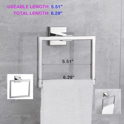Towel Ring Hand Towel Holder for Bathroom Hand Towel Racks Wall Mount Simple Square Towel Hanger Heavy Duty SUS 304 Stainless Steel, Polished Finish - color: Polished