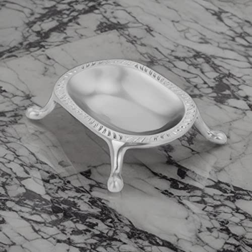 Vintage Brass Soap Dish Case Clawfoot Classy Design Satin Chrome & 4 5/8" x 3 1/4" Ornate Polished Brass Metal Soap Bar Holders for Shower, Vanity Sink and Bathroom Tubs - color: Satin Chrome