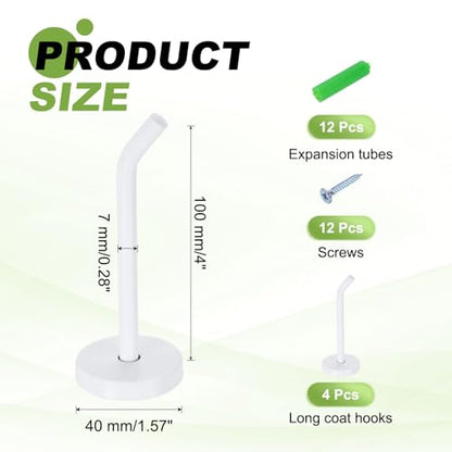 uxcell 4Pcs 4 Inch Coat Hooks, Stainless Steel Long Nose Wall Mount Hook, Robe Towel Hangers with Screws for Livingroom Bathroom Closets and Wardrobe, White - color: White, size: 4 Inch