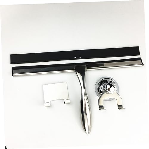 Ipetboom 3pcs Bathroom Squeegee for Shower Door Stainless Steel Glass Scraper Window Cleaning Squeegee Suction Cup and Holder