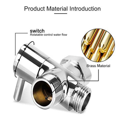 Bidet T Adapter with Shut-off Valve: 3 Way Brass T-valve for Bidet 7/8”X 7/8”X 1/2” - Tee Connector Leakproof Adjust Water Pressure Toilet Attachment Bathroom Installation
