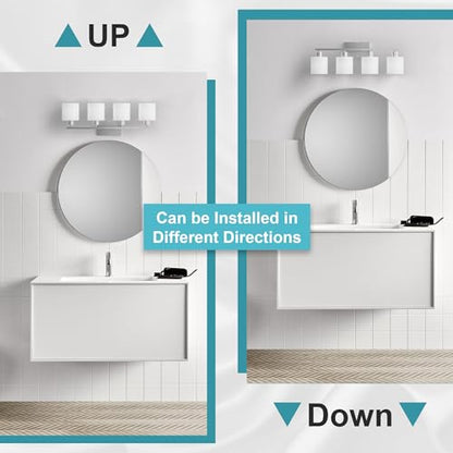 Bathroom Lights Over Mirror Brushed Nickel, Anti-Rust 4-Light Bathroom Vanity Light Fixtures, Modern 24Inches Wall Sconces E26 Base, Milky White Glass Shades, Bulbs Not Included - color: Brushed Nickel-4 Light