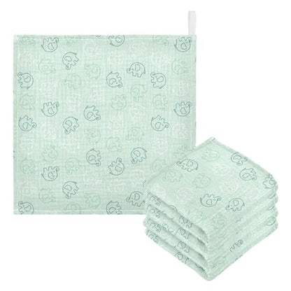 Baby Cute Elephants Muslin Washcloths 3 Pack - Muslin Burp Cloths Hanky Large 11.8"X11.8" Extra Soft Absorbent Baby Burp Rags for Newborn 100% Cotton for Boys Girls Gift - size: one sizex3
