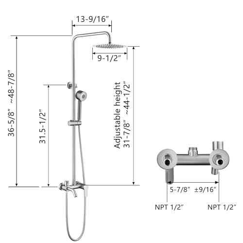 HDSRYJXH Shower Faucet - Shower Faucets Sets Complete, Shower System - Outdoor Shower Kit/Outdoor Shower Fixtures W/ SS304 Shower Head with 3 modes Handheld, Brushed Nickel - color: Brushed Nickel-01