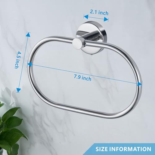 Towel Ring for Bathroom, Chrome Towel Bar Hangers Wall Mount, Stainless Steel Hand Towel Holder, Modern Round Towel Hanger by Eolax - color: Chrome
