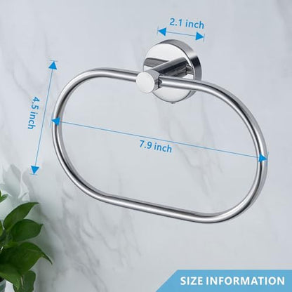 Towel Ring for Bathroom, Chrome Towel Bar Hangers Wall Mount, Stainless Steel Hand Towel Holder, Modern Round Towel Hanger by Eolax - color: Chrome