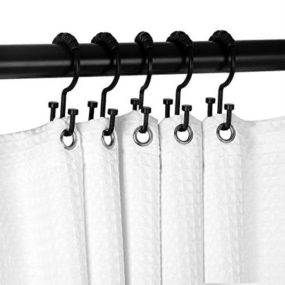 HK1BK Deco Flat Double Roller Shower Curtain Hooks; Black - color: Black