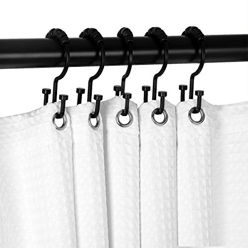HK1BK Deco Flat Double Roller Shower Curtain Hooks; Black - color: Black