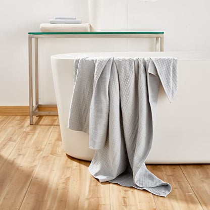 UCHINO Waffle Twist 6-Piece Cotton Towel Set Absorbent Quick Dry, Grey - color: Grey, size: Towel Set - 2 Bath, 2 Hand, 2 Washcloths