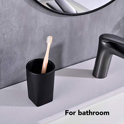 Resin Matte Black Bathroom Tumbler Cup Holder - Modern Design for Bathroom/Office, Holds Toothbrushes, Make-up Brushes