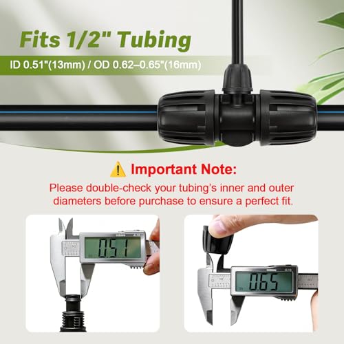 10 Pack 1/2" To 1/4" Drip Irrigation Fittings, 1/2 Inch (1/2" ID x 0.6-0.65" OD) Drip Line to 1/4 Inch Irrigation Tubing Barbed Adapter Anti-Drop Locked Nut Barbed Reducer 3 Way Tee Connectors - size: 1/2" to 1/4" 3-way-10P