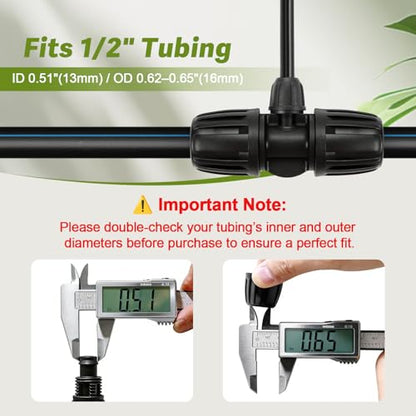 10 Pack 1/2" To 1/4" Drip Irrigation Fittings, 1/2 Inch (1/2" ID x 0.6-0.65" OD) Drip Line to 1/4 Inch Irrigation Tubing Barbed Adapter Anti-Drop Locked Nut Barbed Reducer 3 Way Tee Connectors - size: 1/2" to 1/4" 3-way-10P