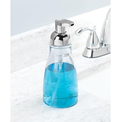 iDesign Refillable Foaming Dispenser for Kitchen or Bathroom Vanity-Set of 2-Clear/Chrome soap Pump - color: Clear/Chrome, style: Pack of 2