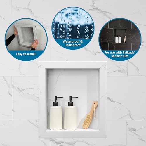 Palisade 17.5 in x 15.5 in Vinyl Shower Niche Black Ice | Waterproof Shower Insert - color: Black Ice