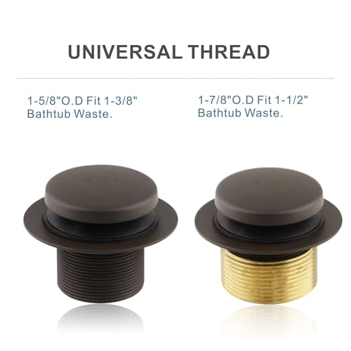 HIDROP Oil Rubbed Bronze Tub Drain Assembly Kit, 2-Hole Overflow Faceplate | Tip Toe Tub Trim Set, 304 Stainless Steel and Brass Bathtub Drain,Universal Fine/Coarse Thread fit 1-3/8" or 1-1/2" Tub Drain - color: Bronze, style: 2 Holes