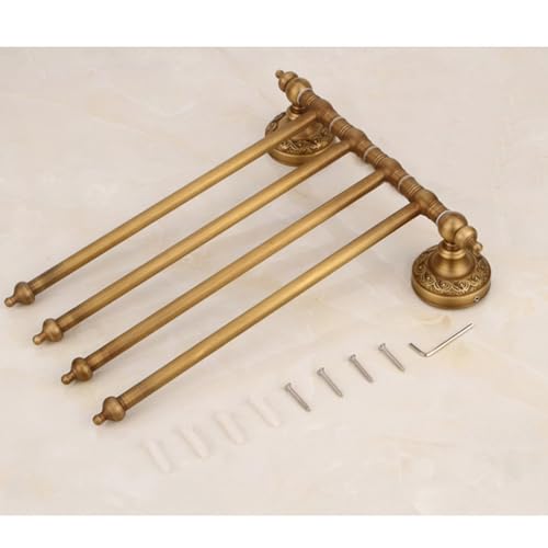 ZHOUXIAO All Brass Swing Out Towel Bar Holder Wall-Mounted/Gold Swivel Towel Rack Hanger Organizer for Bathroom,Kitchen,Brushed Towel Bar Folding Arm Swivel Hanger Bathroom S A
