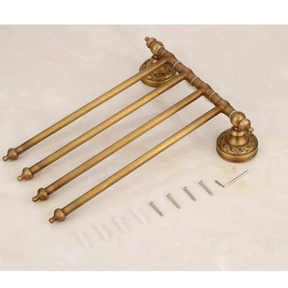 ZHOUXIAO All Brass Swing Out Towel Bar Holder Wall-Mounted/Gold Swivel Towel Rack Hanger Organizer for Bathroom,Kitchen,Brushed Towel Bar Folding Arm Swivel Hanger Bathroom S A