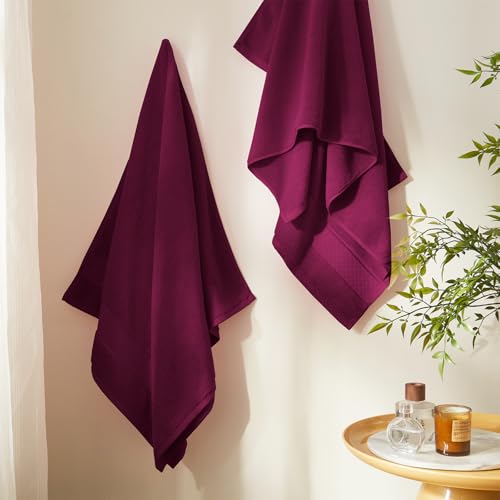 COZYART Bath Towel Set 6 PCS, Burgundy Luxury 100% Turkish Cotton 650GSM | Soft Absorbent Quick Dry, OEKO‑Tex 100 Cert. Zero Twist Ring Spun Cotton, Plush Fluffy, Breathable Hotel Quality Towels Set - color: Burgundy