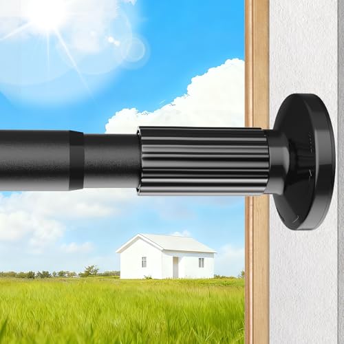 Tension Curtain Rod 51-126In(4.25-10.5Ft), Long Shower Curtain Rod for Bathroom Window Patio, No Drill Dual-End Adjustable Spring Outdoor Rod, Rust Proof Easy to Install, Rod Diameter 1.26In, Black - color: Black, size: 51"-126"