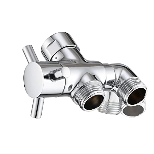 PDPBath Brass 3 Way Shower Arm Diverter Valve for Handheld Shower Head and Fixed Shower Head, G1/2 Universal Connection - Chrome - color: Chrome