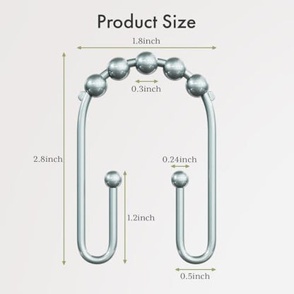 AmazerBath Shower Curtain Hooks, Lightcyan Shower Curtain Rings, Shower Curtain Hooks Rust Proof Non-Slip Double Hook Shower Hooks for Shower Curtain, Metal Shower Hooks Ring 12Pcs - color: Lightcyan, style: Modern