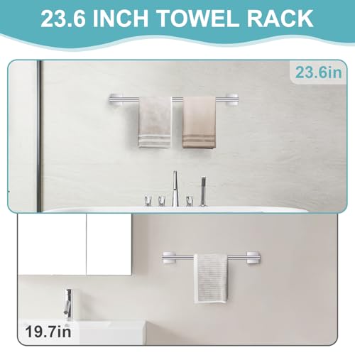 10 Pieces Brushed Nickel Towel Bar Set, Double Dase Toilet Paper Holder Bathroom Hardware Set, 23.6 Inch Stainless Steel Towel Rack for Bathroom Wall Mounted - color: Brushed Nickel, size: 10pieces B