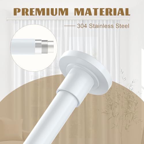 GXOACKJ White Shower Curtain Rods - 31-68 Inch Spring Tension Shower Rods for Bathroom, Adjustable, No Drilling, No Rust, Stainless Steel - color: White, size: 31-68