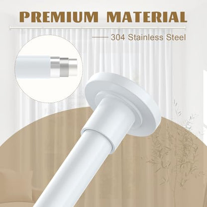 GXOACKJ White Shower Curtain Rods - 31-80 Inch Spring Tension Shower Rods for Bathroom, Adjustable, No Drilling, No Rust, Stainless Steel - color: White, size: 31-80