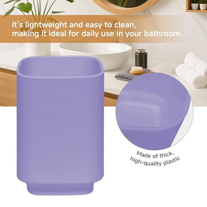2Pcs Lavender Bathroom Set, Square Boho Soap & Toothbrush Holder Set | Thick shatterproof ABS, electroplated rust-proof pump, drip-free, multi-slot holder, dustproof lids, easy-clean - color: Lavender, size: 2PCS
