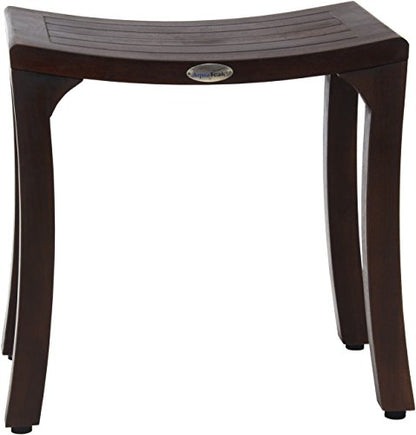 AquaTeak Patented 18" Asia Curve Mocha-Shield Teak Shower Bench - A. Bench | Durable, Water-Resistant Teak, Shower Chair & Shaving Foot Rest, Indoor/Outdoor Use