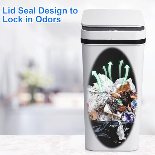 Anborry Smart Touchless Bathroom Trash Can 2.2 Gallon Automatic Motion Sensor Rubbish Can with Lid Electric Narrow Small Garbage Bin for Kitchen, Office, Toilet, Bedroom (Grey) - color: 2.2 Gallon Grey