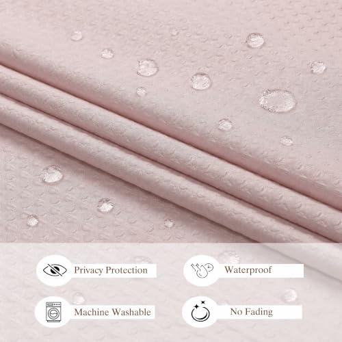 Aiyufeng Pink Shower Curtains for Bathroom，Dot Like Embossed Textured Waterproof Fabric Shower Curtain，Hotel Luxury Quality & Soft Cloth，Machine Washable，72Wx78L - color: Pink, size: 72"W x 78"L (Pack of 1)