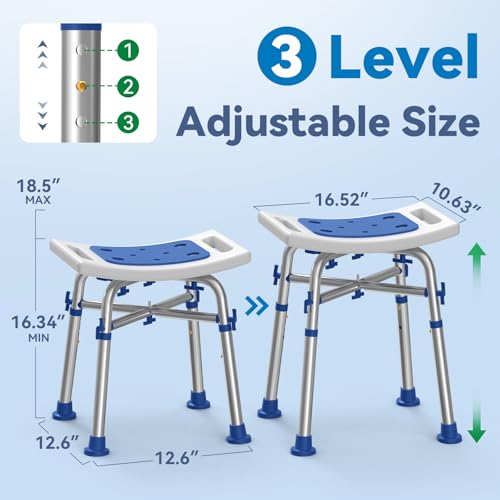 Loyoda 500 lbs Heavy Duty Shower Chair for Inside Shower, FSA/HSA Eligible | 3 Level Height-Adjustable Shower Bench with Padded Seat, Perfect for Seniors and the Disabled