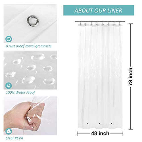 48x78 Stall Size Shower Curtain Liner Clear | 3 Bottom Magnets,8 Rustproof Grommets,Water Proof Heavy Duty PEVA, 48W x 78H for Shower Stall Long Size - color: Clear, size: 48"W x 78"L (Pack of 1)