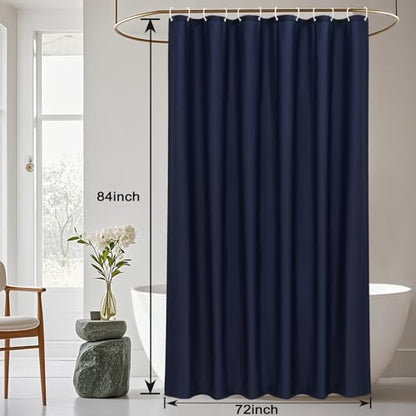 AooHome Extra Long Shower Liner, Polyester Solid Color Shower Curtain with Hooks, Weighted Hem, Water Repellent, 72 Width x 84 Height inch, Navy Blue - color: Navy Blue, size: 72"W x 84"L (Pack of 1)
