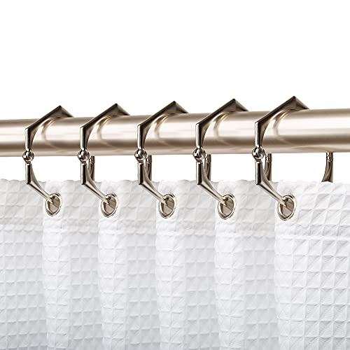 Shower Rings, Shower Curtain Rings for Bathroom, Rustproof Zinc Shower Curtain Hooks Rings, Set of 12 (Brushed Nickel) - color: Brushed Nickel