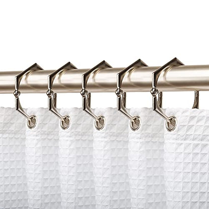 Shower Rings, Shower Curtain Rings for Bathroom, Rustproof Zinc Shower Curtain Hooks Rings, Set of 12 (Brushed Nickel) - color: Brushed Nickel