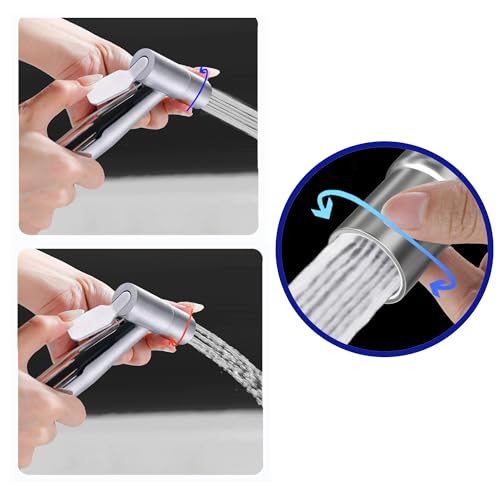 Dual Mode Stainless Steel Sprayer Head-Bidet Spray w/Brushed Chrome Finish - Cloth Diaper Shattaf - Pet Wash - style: Dual Mode SS