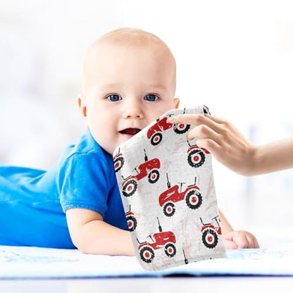 Baby Old Wheeled Tractors Muslin Washcloths 3 Pack - Muslin Burp Cloths Hanky Large 11.8"X11.8" Extra Soft Absorbent Baby Burp Rags for Newborn 100% Cotton for Boys Girls Gift - size: one sizex3