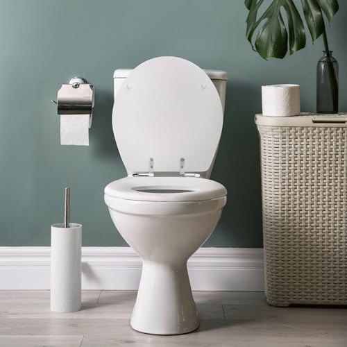 Design House Dalton Round Toilet Seat, White | Surface, Traditional, Wood, Hardware, 544296 - color: White