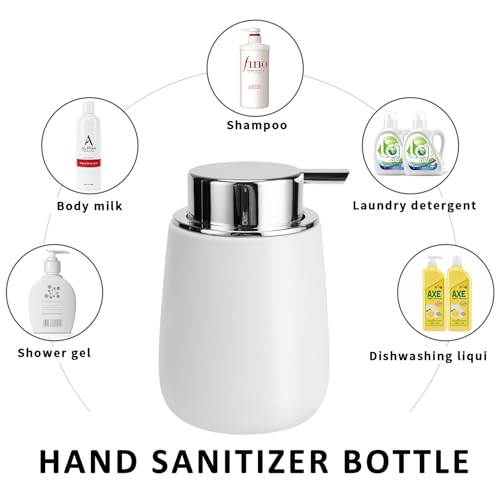 Soap Dispenser Ceramic with Easy-to-Press Pump Hand Lotion Liquid Dispenser for Shampoo Bathroom Kitchen 12 oz - color: Silverwhite