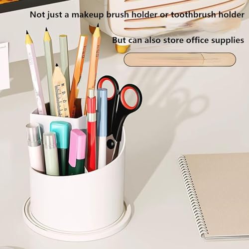 Concealed Toothbrush Holder, Makeup Brush Holder Organizer with Lid 360 Rotating Clear Dustproof for Dresser Tabletop Bathroom Countertop (Green-C) - color: Green-c