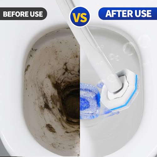 Toilet Bowl Cleaner Wand Refills Compatible with CLOROX, 20 Count Disposable Toilet Brush Refills, Replacement Heads for Toilet Cleaning System, Blue - style: 20 refflls（Without handle）